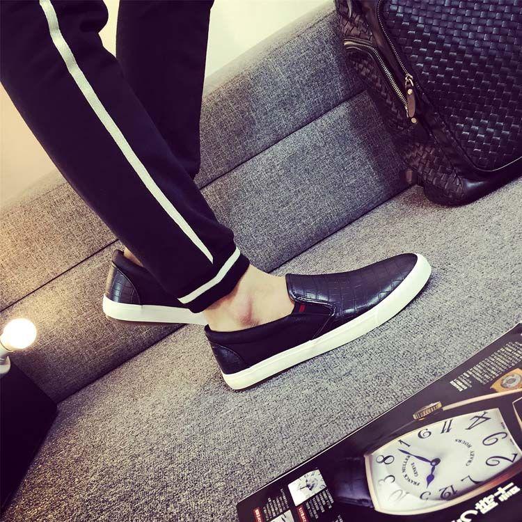 Product Introduction of Spring PU Leather Shoes Men's Waterproof Slip-on Lazy Shoes Versatile Sneakers Casual Shoes Black Men's Shoes 8