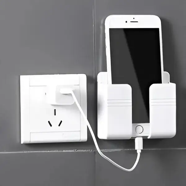 Giá Đỡ Điện Thoại Dán Tường Đựng Điều Khiển Remote Có Lỗ Cắm Sạc Tiện Lợi giá do dienthoai