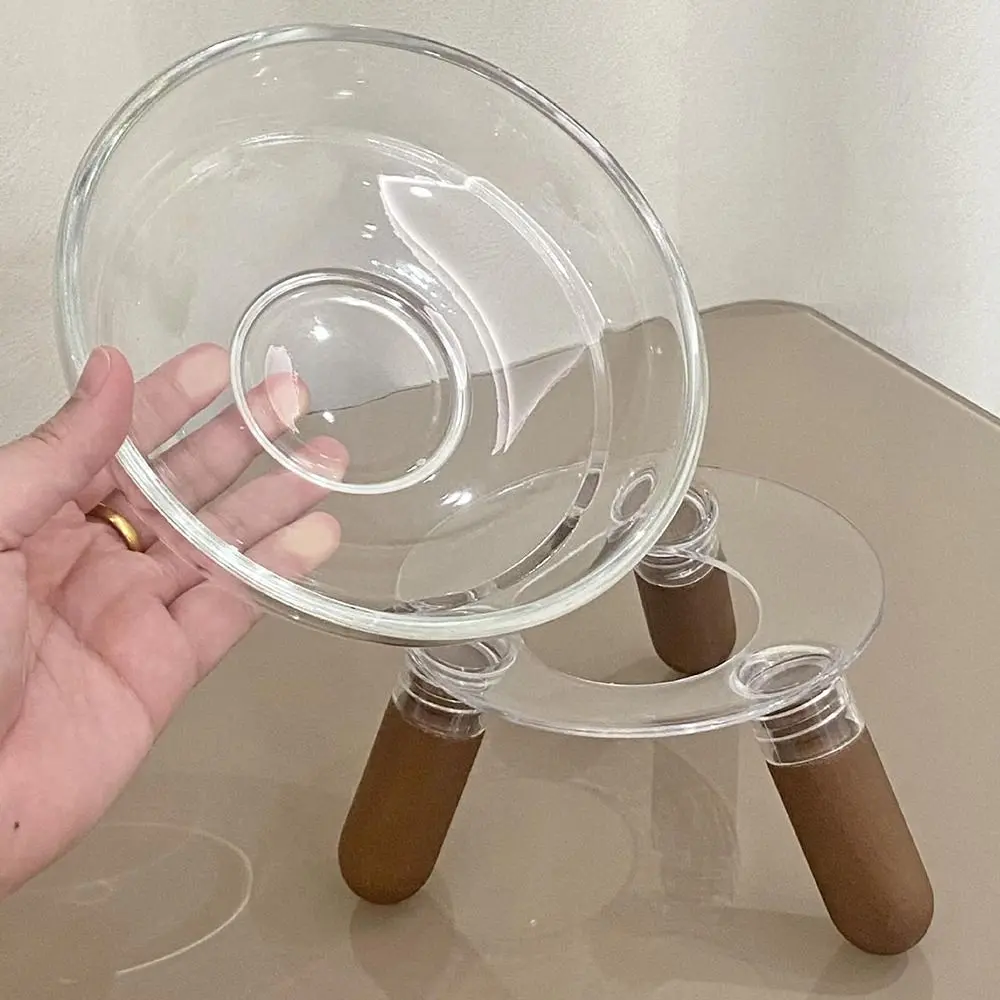 Sturdy Protect Neck Elevated Cat Bowl Large Diameter Transparent Cat Feeder with Stand Non-slip Cat Feeding Dishes Puppy