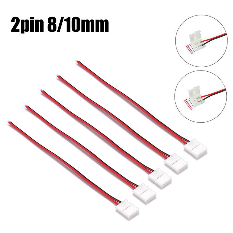 ขั้วต่อแถบไฟ LED, 10 ชิ้น, 2 พิน, 8 มม. และ 10 มม., คลิปประกบ, สำหรับแถบไฟ LED SMD 3528 และ 5050 และ