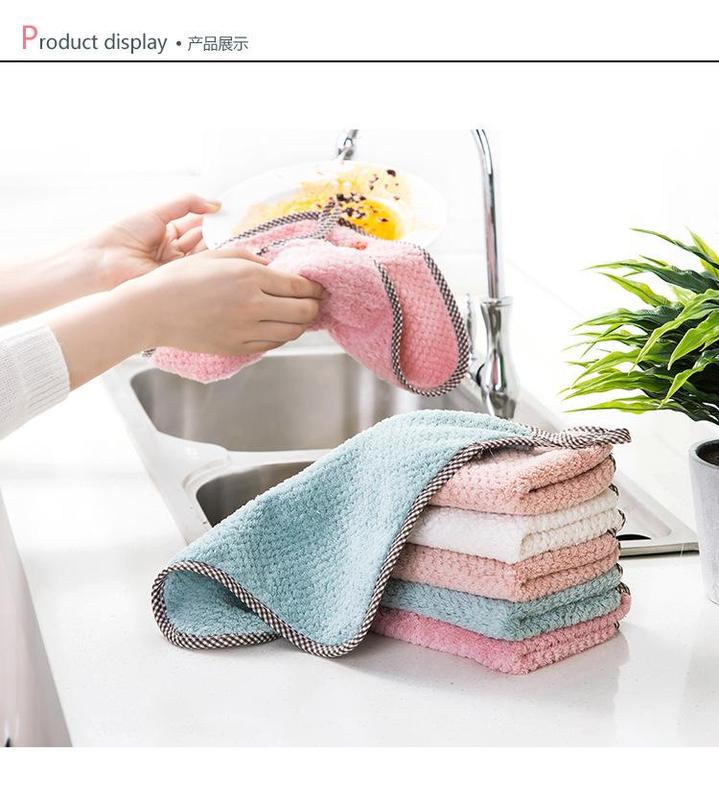 Product Introduction of [HÀNG CÓ SẴN] Khăn Lau Tay Viền Đan T5 25X26Cm - Lau Bát Chén Đĩa Nhà Bếp Dày Dặn Đa Năng - Sợi Cotton Thấm Hút Nước 20