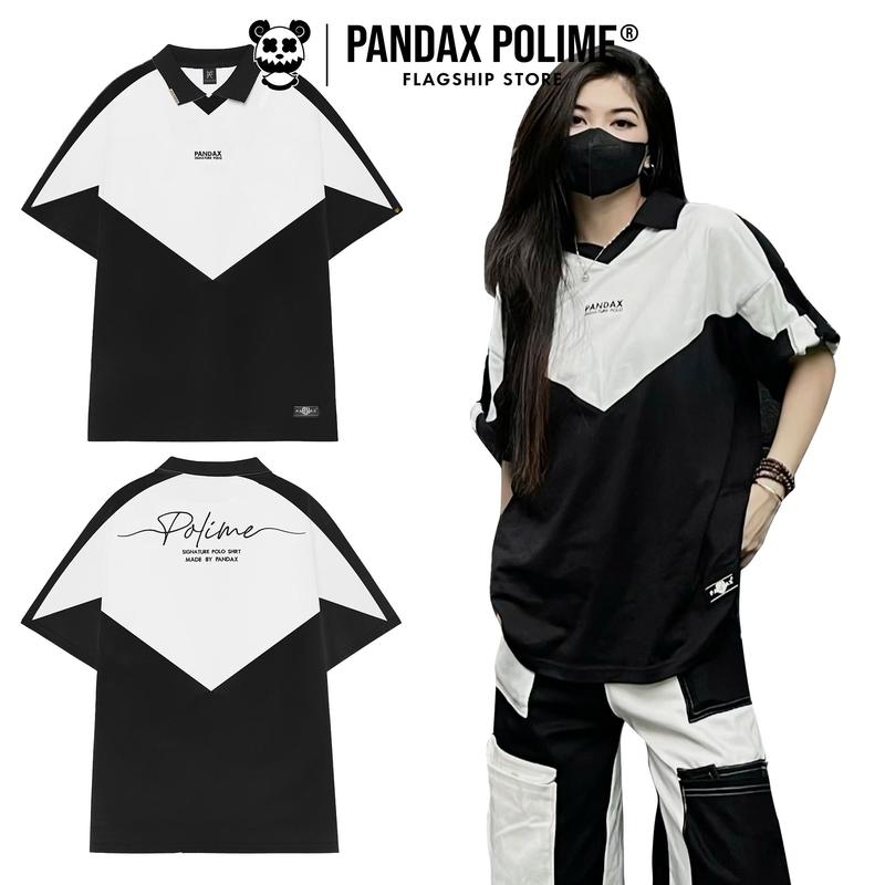  Áo polo nam oversize local brand Pandax Polime basic tay lỡ unisex form rộng phối màu đen trắng 100% cotton 270 gsm Menswear Top Có Cổ Áo Thun Cộc Tay Ngắn Shirt Ngắn Tay 