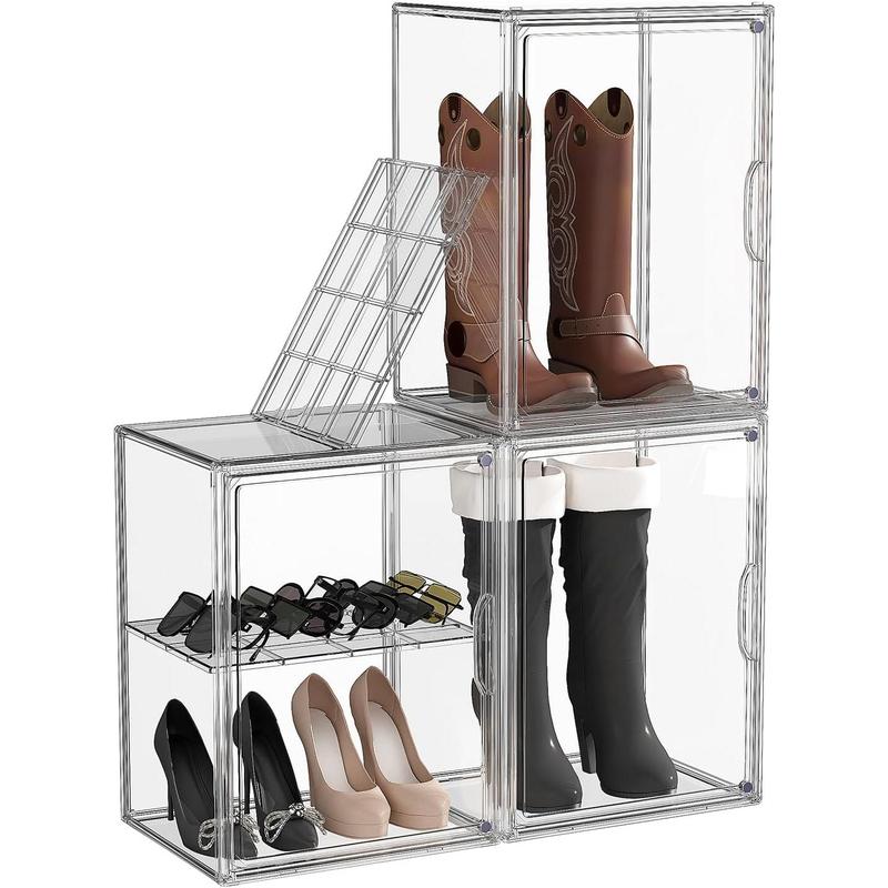 Campaign Boot Box 3 Pack Boot Storage Organizer Tall Boots Boxes Clear Plastic Stackable ...