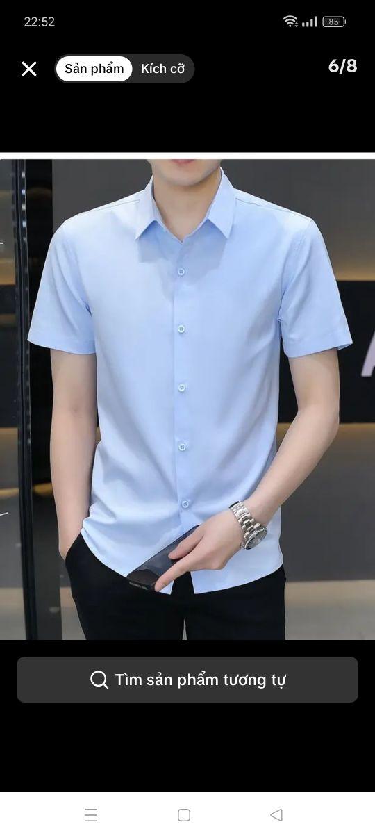 Product Introduction of Áo sơ mi nam tay ngắn,chất liệu lụa thái form body mềm mịn mát Menswear Shirt Có Cổ 29