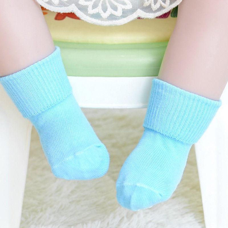 Tất Bông Cho Trẻ Sơ Sinh, Màu Trơn Chống Trượt, Có Cao Su, Tất Ấm 5