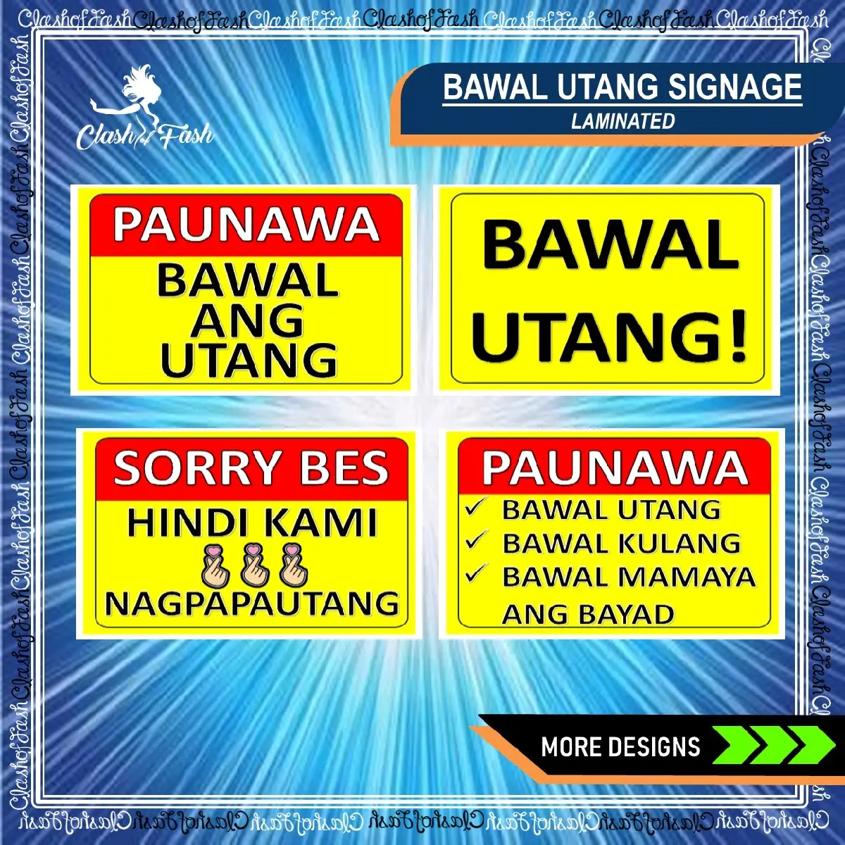 Laminated Signage: BAWAL UTANG | A4 ( 8