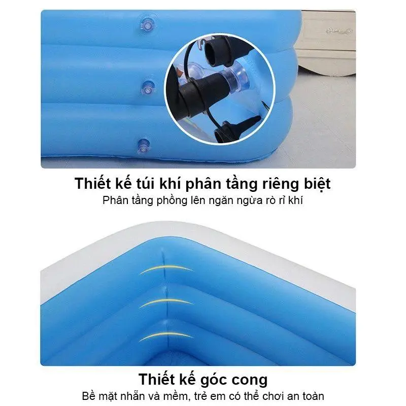 【Flash sale】Bể Bơi Cho Bé 3 Tầng Bơm Hơi Tại Nhà Nhiều Kích 1.2m/1.8m/2.1m/3.05m - Đồ Chơi quây  nhựa tặng phao và máy bơm 3