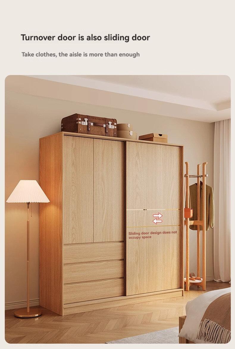 Product Introduction of [Pre Order] Nordic sliding door wardrobe, bedroom, simple and small-sized household, sliding door, wooden style combination, Japanese style storage wardrobe 29