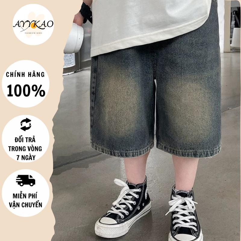 Quần Short Jeans lửng cho bé trai và bé gái phong cách hàn quốc từ 10-40 - AyyKao Jean
