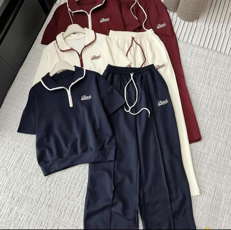 [Thêu BAD] Set áo tay ngắn quần dài chất Umi, trang phục nữ, mặc hàng ngày size S M L B725 4