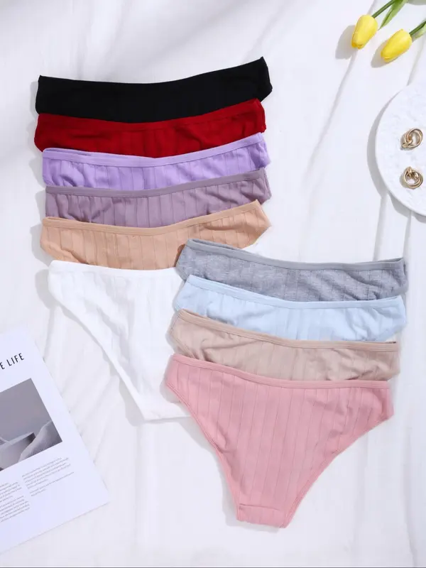Women's Solid Color Panty, Soft Comfy Breathable Knicker for Daily Wear, Underwear for All Seasons 1