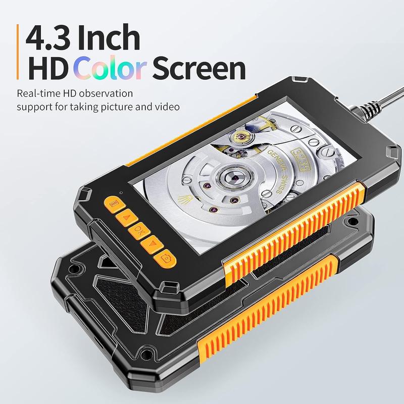 1080P Industrial Endoscope, Waterproof Detection Tools with Dual Lens & 8 LED Lights, 4.3 Inches LCD Endoscopes for Air Conditioning, Stocking Fillers Gift, Car Scanner Fixed 4