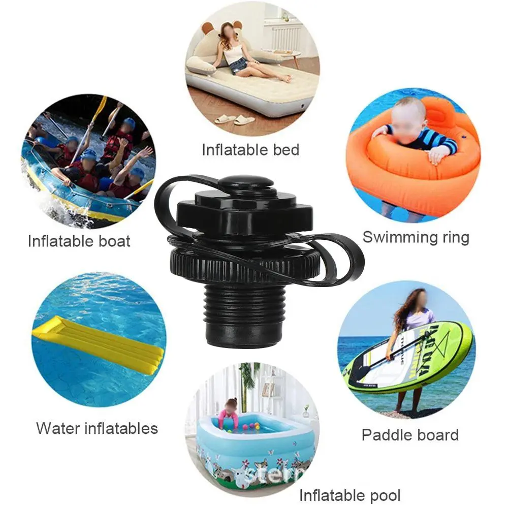 1/2pcs Black Inflatable Boat Kayak Raft Airbed Nozzle Caps Air Valve Mattress Valves Inflatable Pump Adapter