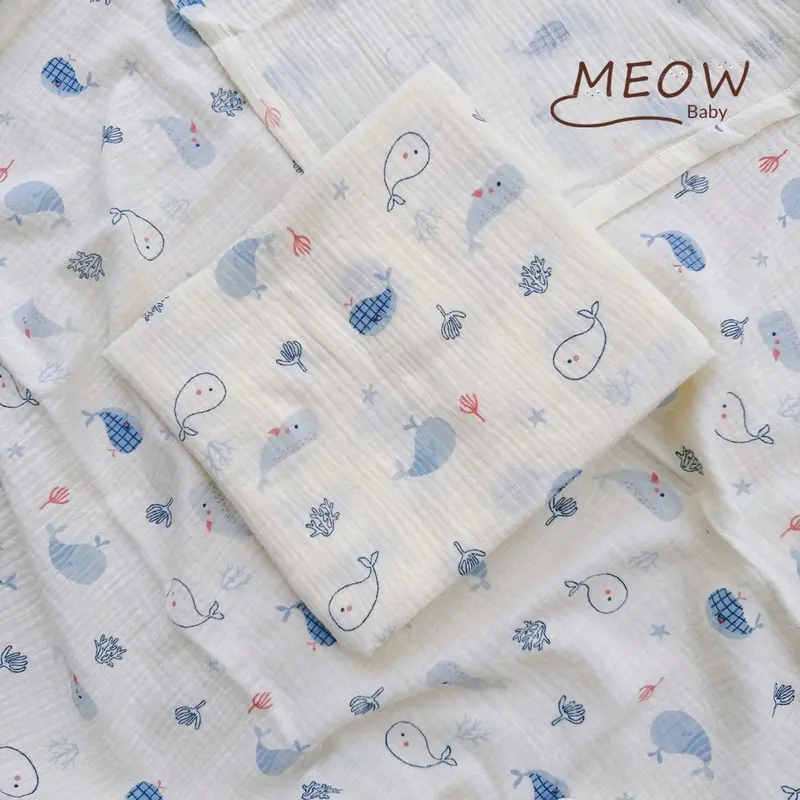 [Kèm Yếm] Khăn Tắm Khăn Quấn Xô Muslin 2 Lớp  Đa Năng Cho Bé Kích Thước 90x100cm em 6
