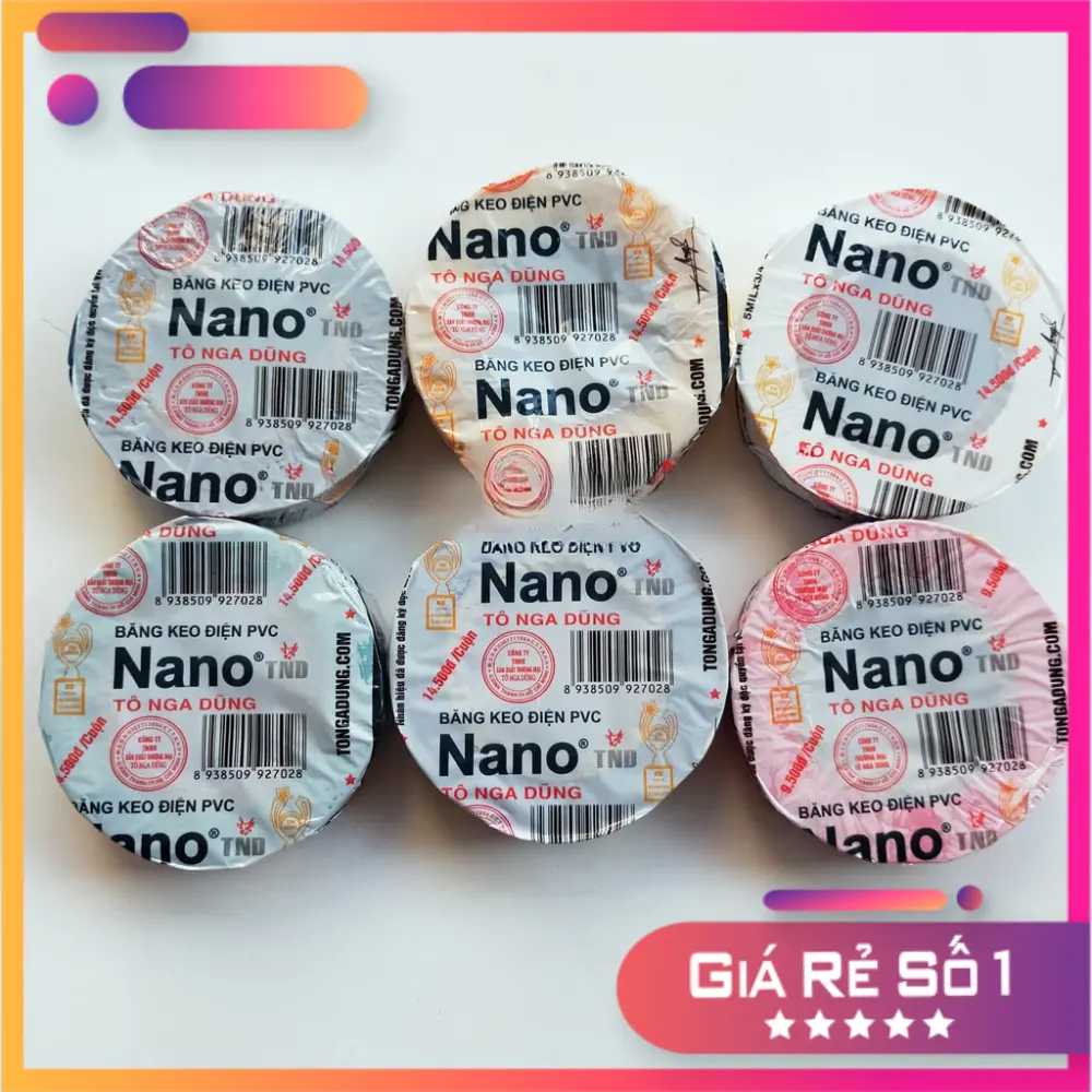 Băng keo điện Nano Tô Nga Dũng 10y, 20y, 30y - 1 cây 10 cuộn, không chảy keo khi nhiệt độ cao