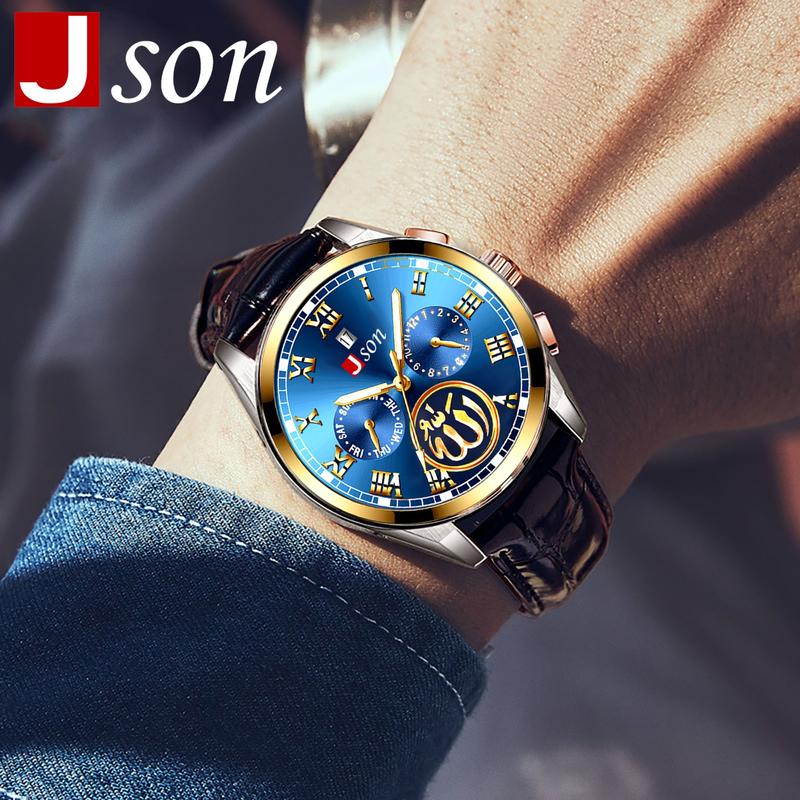 Jam Tangan Pria JSON Tali Kulit Terbaru 2023 Tahan Air Anti Baret kuat Motif Arab BISA COD 0