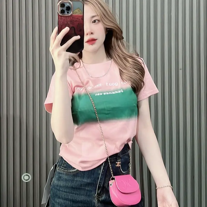 Áo thun nữ dáng ôm borip NY phối màu ngang áo cá tính, trẻ trung, năng động- B14 [Women] Top Cotton Cổ Tròn 6