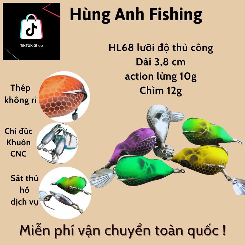 Mồi câu cá lóc HL68 lưỡi độ thủ công chì đúc không rỉ 3,8 cm ( Hùng anh Fishing ) Bắt Cá Đi Câu