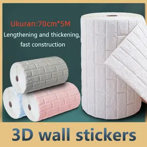 5M Wallpaper dinding 3D kamar tidur wallpaper Foam Motif Batu Bata Dekorasi kamar Stiker Dinding for Bedroom
