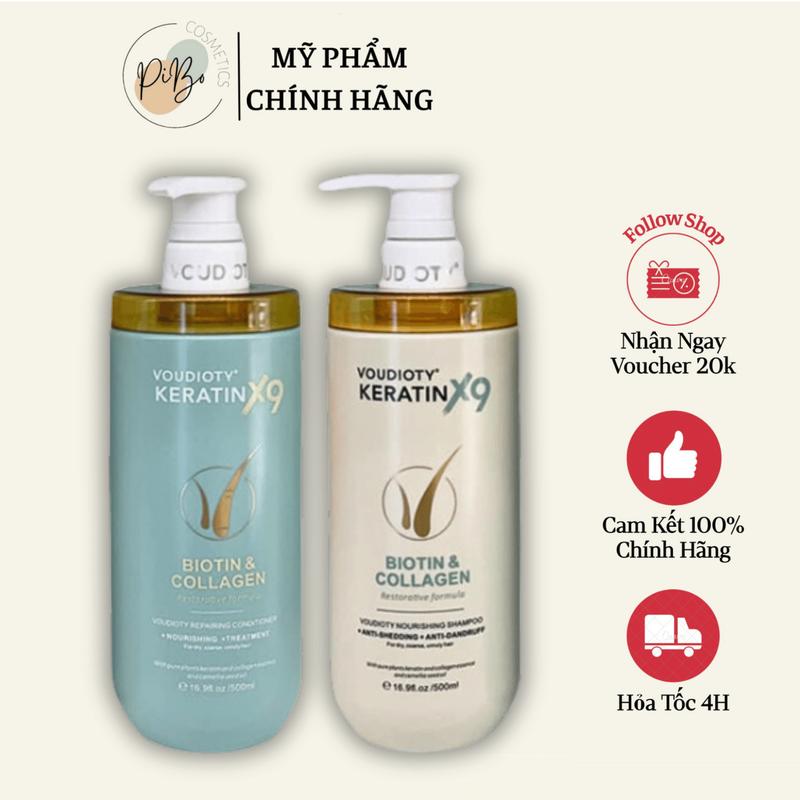  Dầu Gội & Dầu Xả Suôn Mượt Keratin X9 Biotin & Collagen  500 Ml  