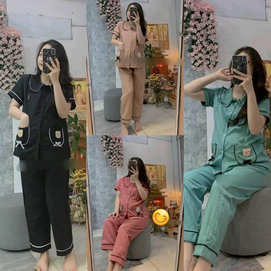 (Đủ size từ 50-110kg)Bộ đồ bầu và sau sinh bigsize dáng Pijama tay ngắn quần dài chất đũi gân