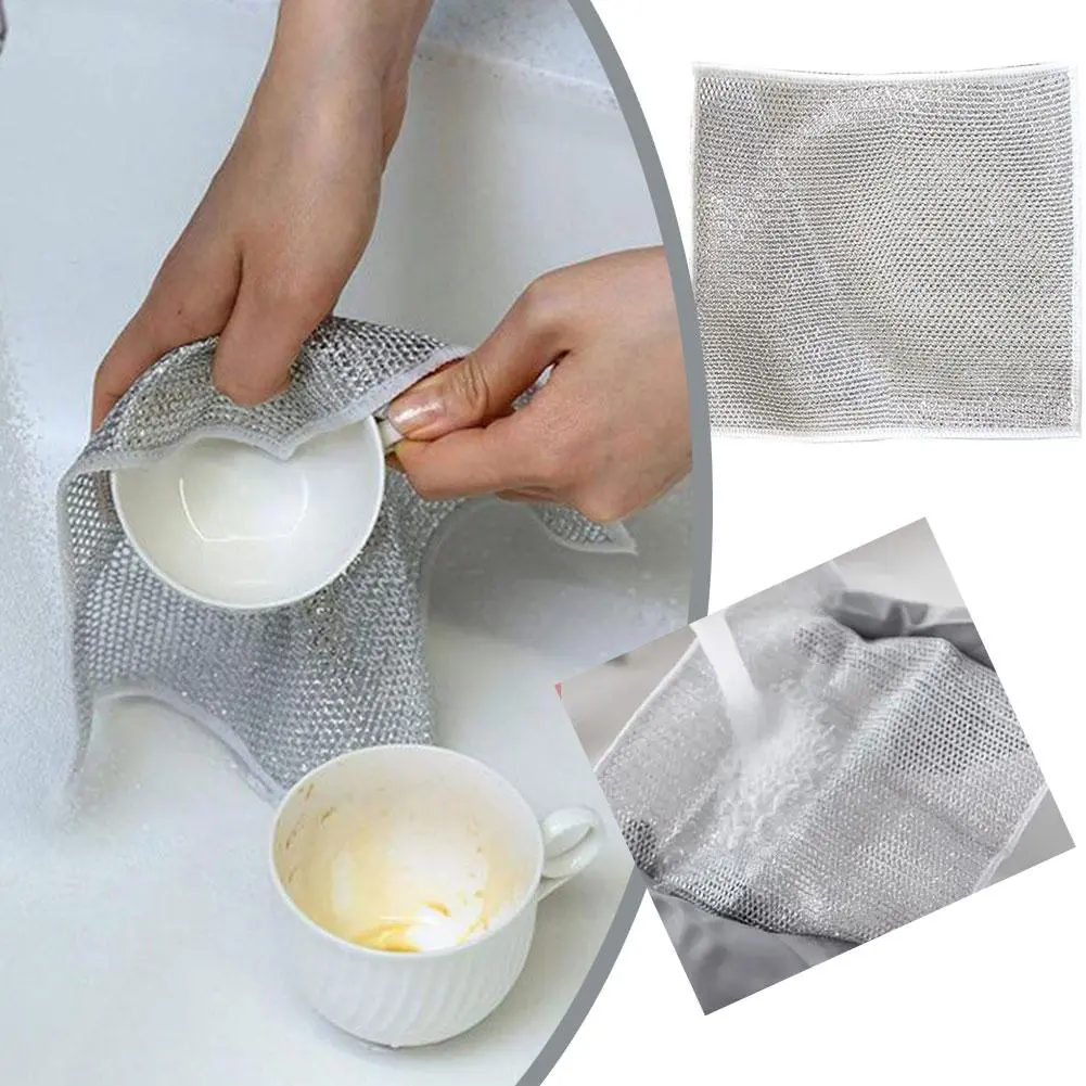 Giẻ Rửa Bát Dây Thép, Vải Lau, Dành Cho Nữ, Vệ Sinh Gia Đình, Thích Hợp Để Làm Sạch Bát Sưởi, E2O8