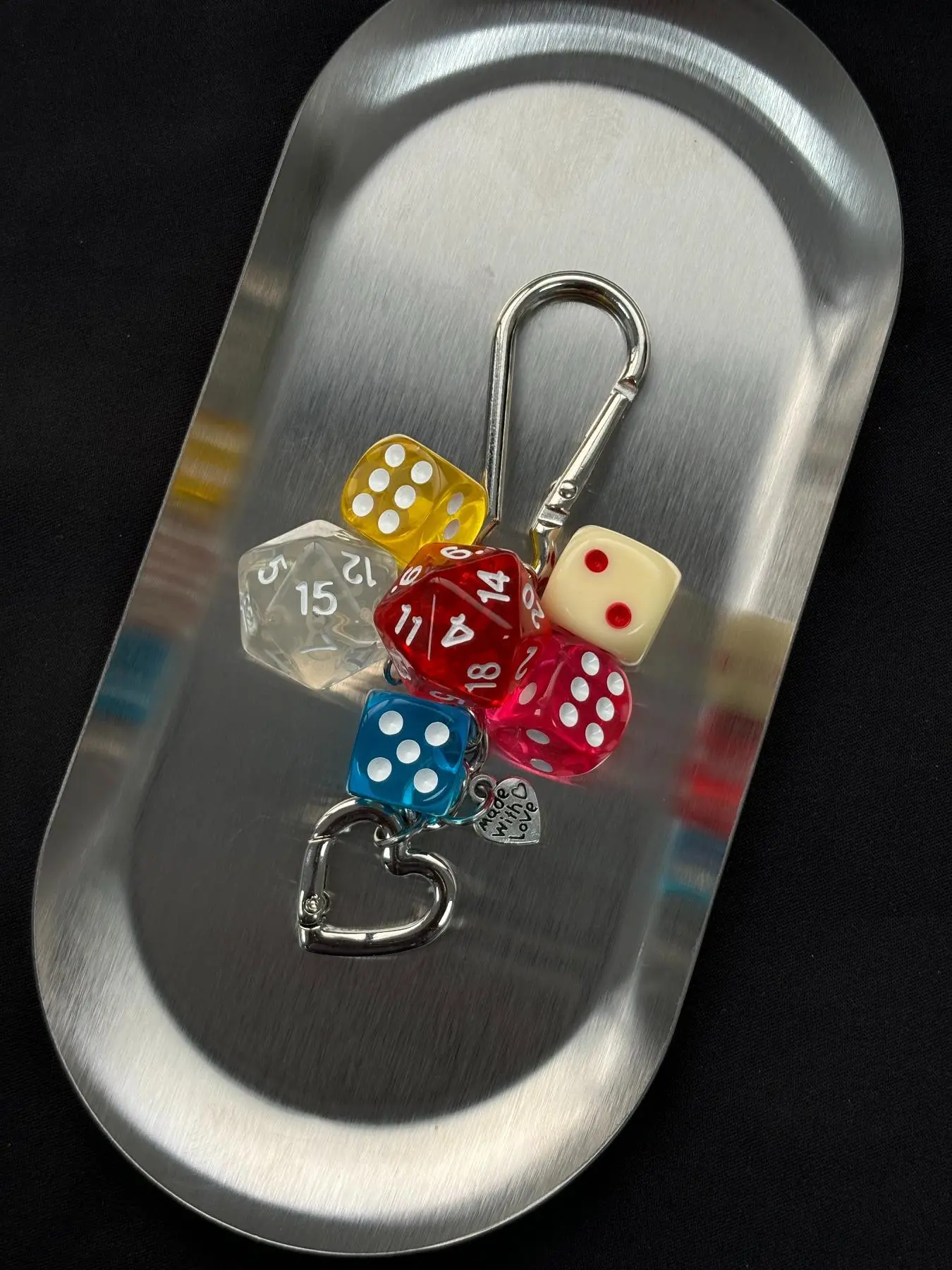 Heart & Dice Design Bag Charm, Cute Keychain for Women & Men, Fashion Accessories for Bag Decoration, Trendy All-match & Exquisite Keychain for Birthday Gift