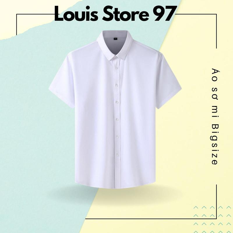 Product Introduction of Áo sơ mi bigsize tay ngắn 60 - 110kg - cao cấp - 2 màu trắng đen - áo sơ mi nam size lớn - áo sơ mi nam size to đẹp menswear cổ tròn 15