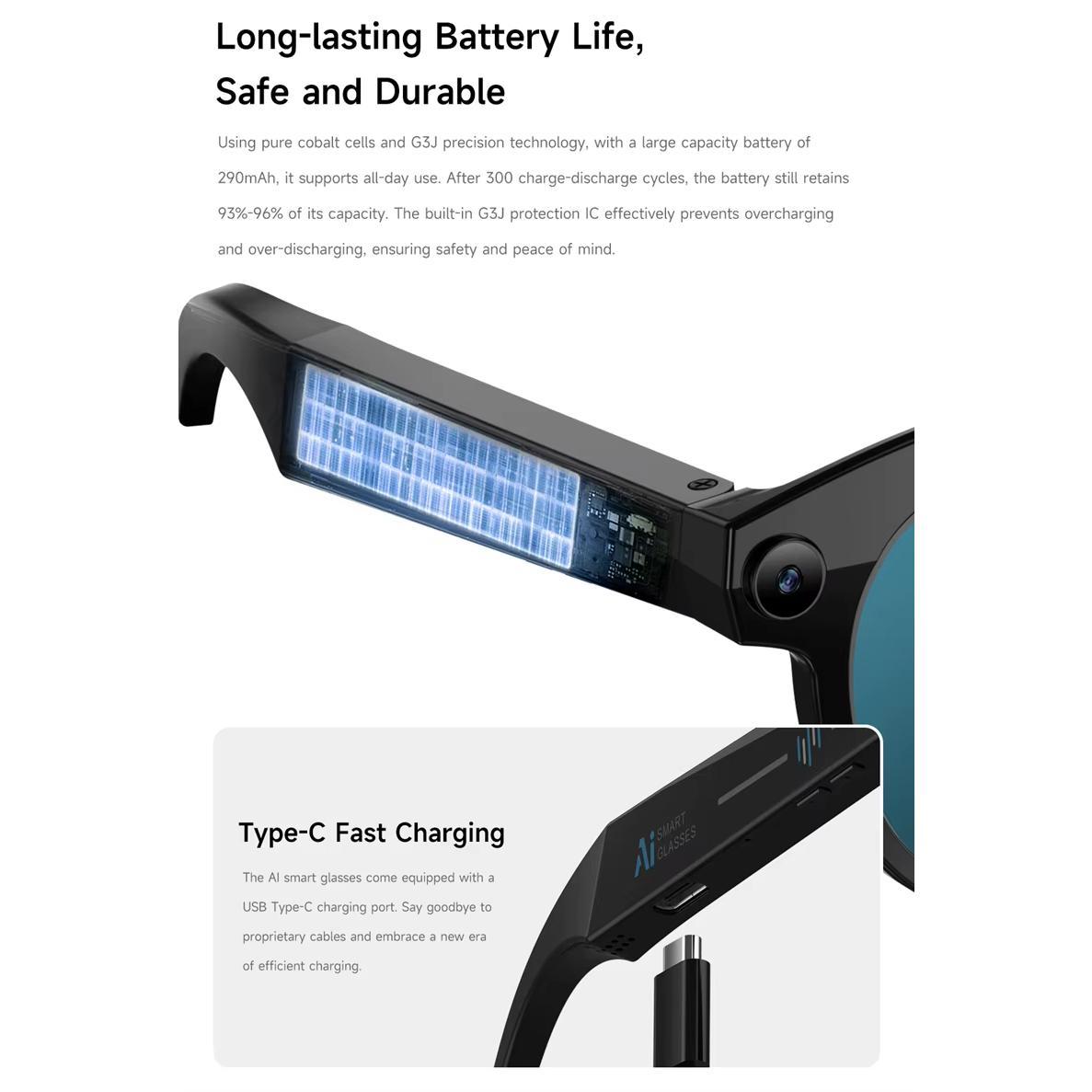 AI Smart Glasses 8K HD 1200MP Pixel Camera Video Glasses AI ChatGPT Translation Bluetooth Call Voice Assistant Music Sunglasses - Image 3