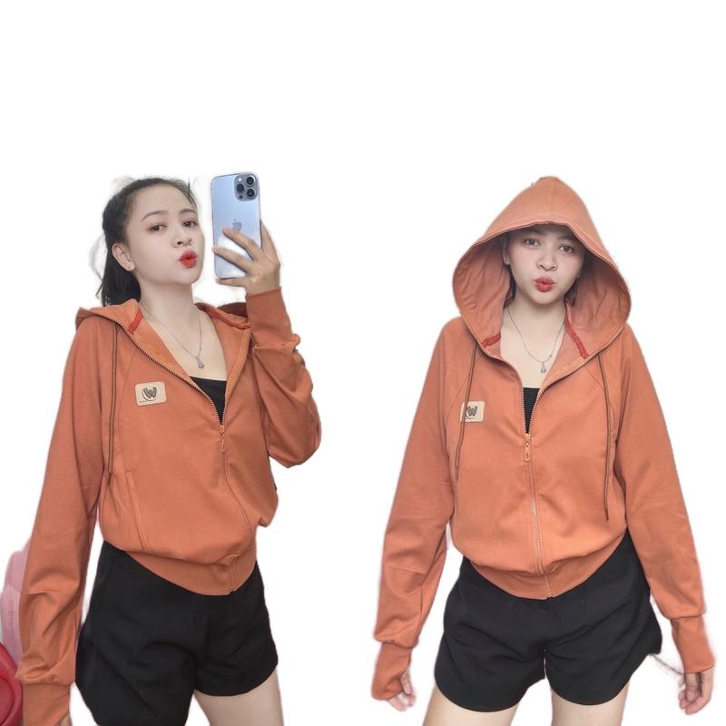 Áo khoác nữ vải thun poly mềm, Hoạ tiết W, 6 túi nón to, chống nắng - C12