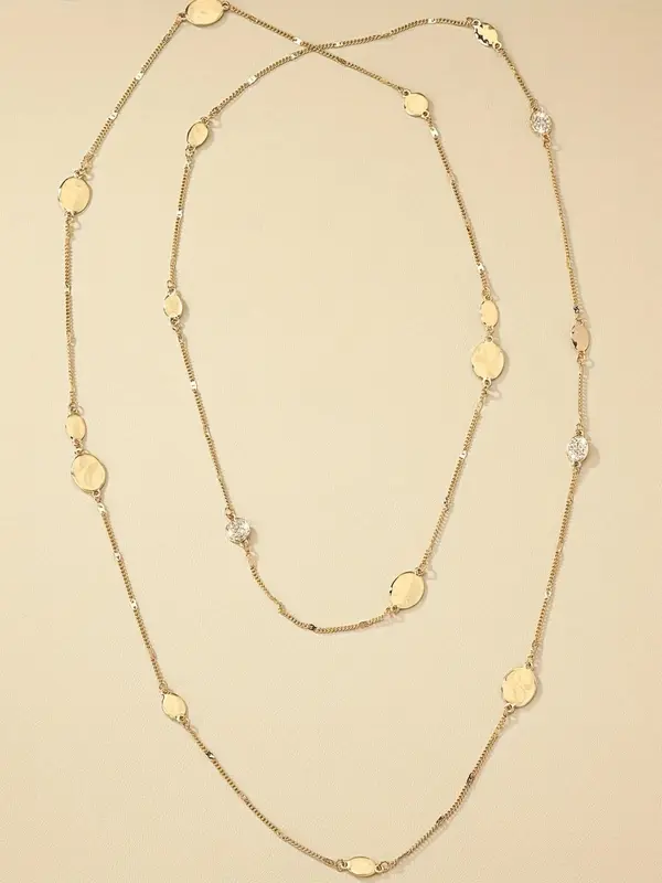 Women's Summer Elegant Rhinestone Decor Chain Necklace, Exquisite Trendy Long Necklace, Chic Vintage Jewelry As Gift for Women & Girls 4