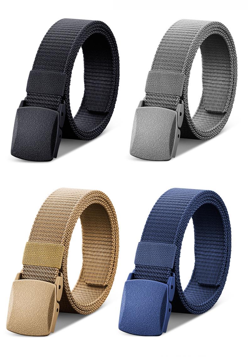 Product Introduction of Hot Non-Metal Plastic Buckle Belt Men's Nylon Pants Belt All-Match Women's Belt Lightweight Security Pants with Batch 11