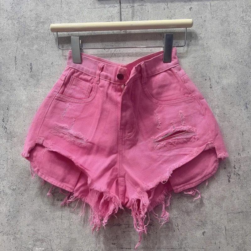  Quần short jean ngắn màu hồng phấn túi lộ cạp lưng cao SML - Phong cách trẻ trung hiện đại năng động cá tính thời thượng 