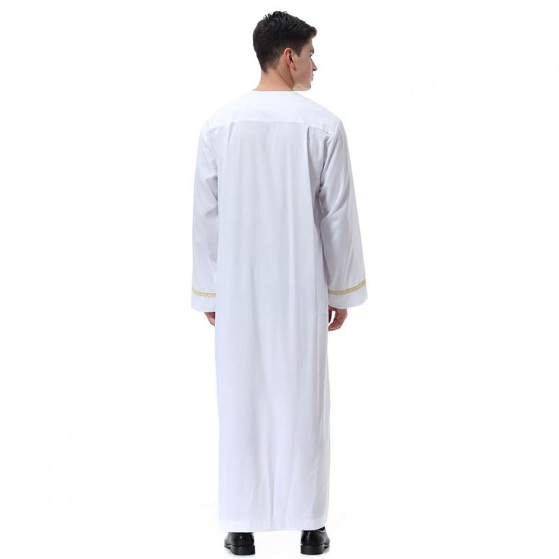 Product Introduction of Men'S Muslim Shirt Kaftan Islamic Royalty Dubai Robe O-Neck Long Sleeve Retro Tunics Abaya Arabic Traditional Costume Men'S Robe 27