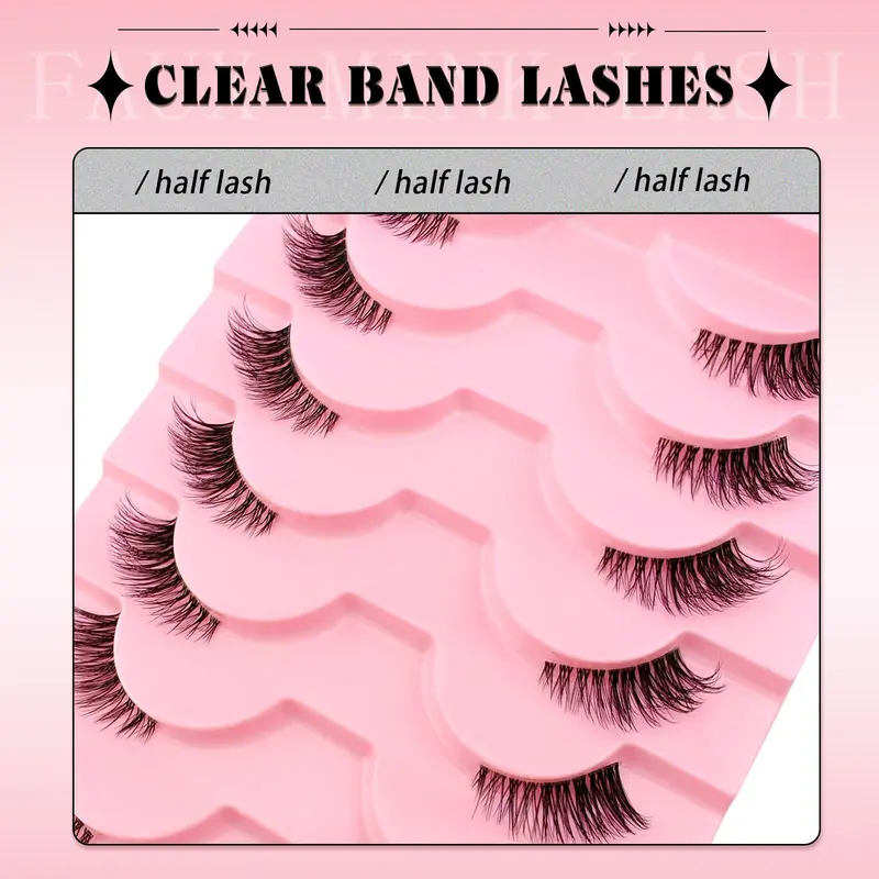 Fluffy False Eyelashes, 10 Pairs Natural Half-eye Curling Wispy Faux Cluster Lashes, Volumized False Eyelashes for Women and Girls, Makeup, Thick Volume 4