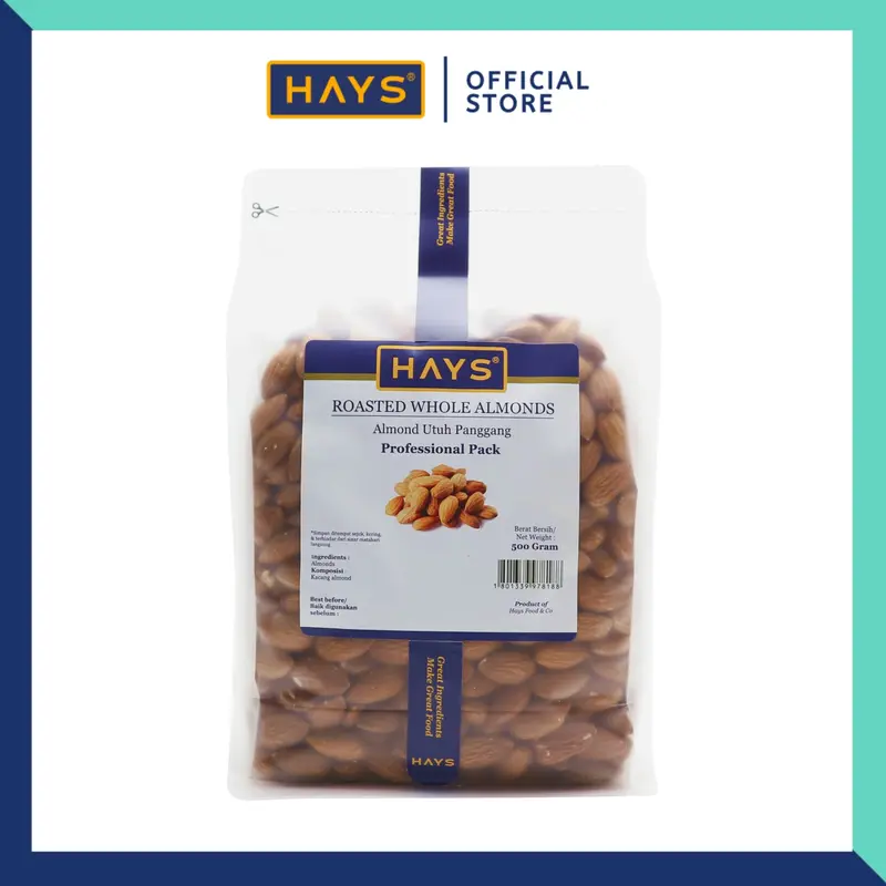 kacang Almond Panggang Utuh 500 Gram / Roasted Almond Whole 500 Gram HAYS   Food Snacks 0