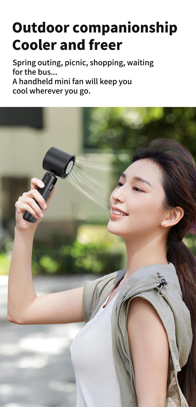 Product Introduction of Handheld small fan High speed powerful semiconductor cold air leafless spray refrigeration Small air conditioner Small mini turbine Portable portable charging Silent electric fan cooling magic weapon fan  portable 10