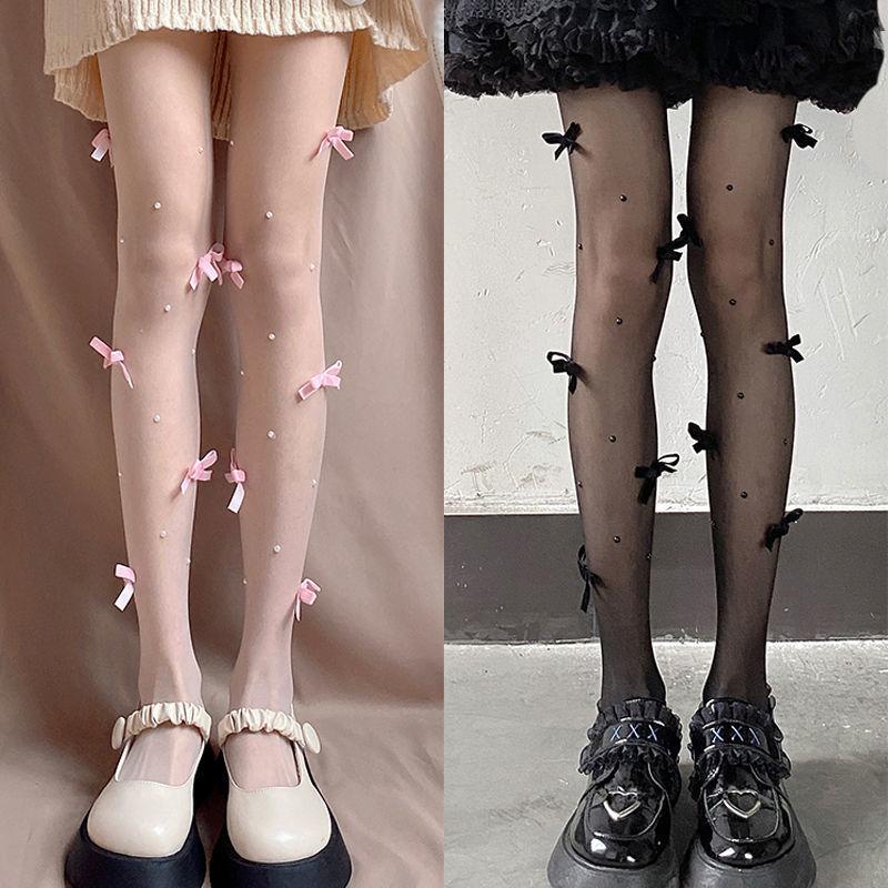 Tất Dài, Phong Cách Lolita Nhật Bản, Siêu Mỏng, Có Chi Tiết Nơ Nữ quần rách xoài phạm lưới đón chú 0