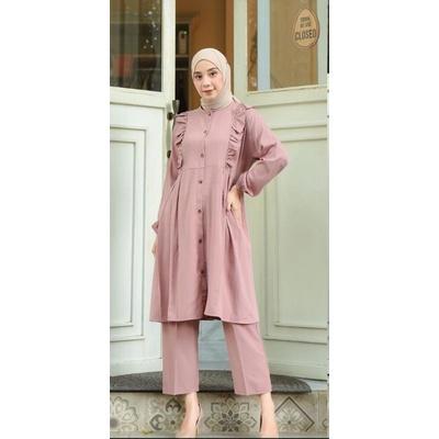 Humaira Set || Busui Friendly || Setelan Busui || Setelan Wanita || Setelan Viral Celana Kancing Karet Melar Muslim Panjang Tunik Kulot Shakila 6