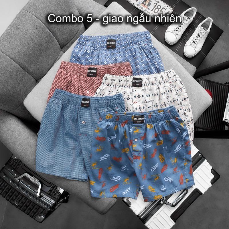 Combo 5 quần đùi nam CÓ TÚI vải kate cotton thoải mái mặc nhà Menswear