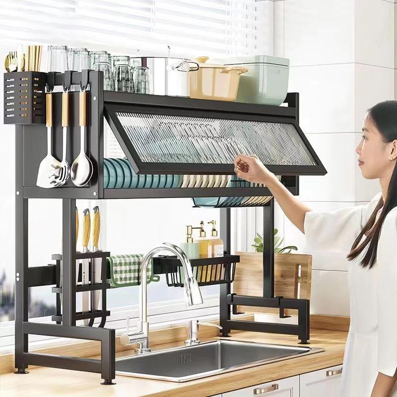  Kệ để chén bát có nắp đậy Đa Năng Thông Minh Nhà Bếp Trên,Giá để bát đũa dao nhà bếp lọ đựng gia vị giá để đồ trên mặt bàn nhiều tầng 
