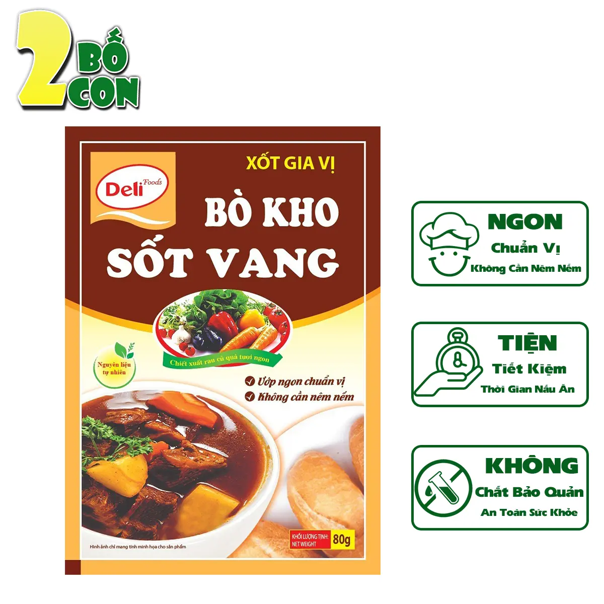 Xốt Gia Vị Bò Kho Sốt Vang DELI 80g Gia Vị Hoàn Chỉnh