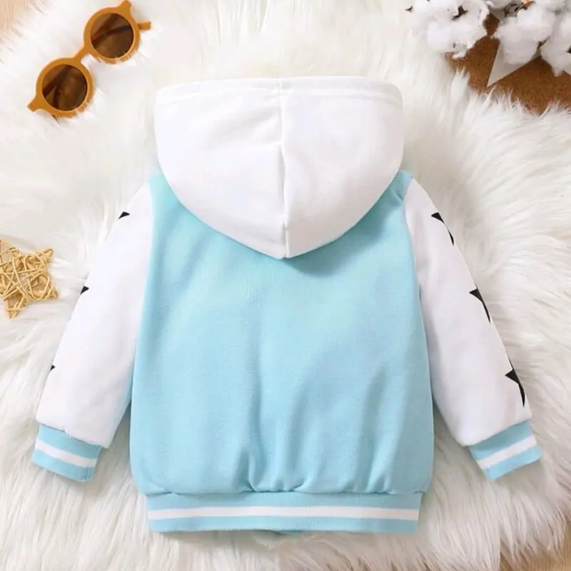 Jaket anak | Bomber Varsity Baseball Anak Perempuan BRIGHT COLOUR (1 TH -  12TH) Bayi Balita Katun Abu Biru Blue 4