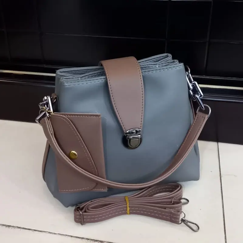 Tas Handbag zura 3Ruang Combi Coklat Free Dompet/Tas Slempang wanita 8