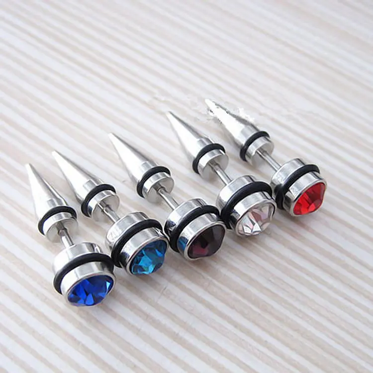 Kancing Telinga Bertatah Lelaki, Berbilang Warna, Diperbuat daripada Keluli Titanium