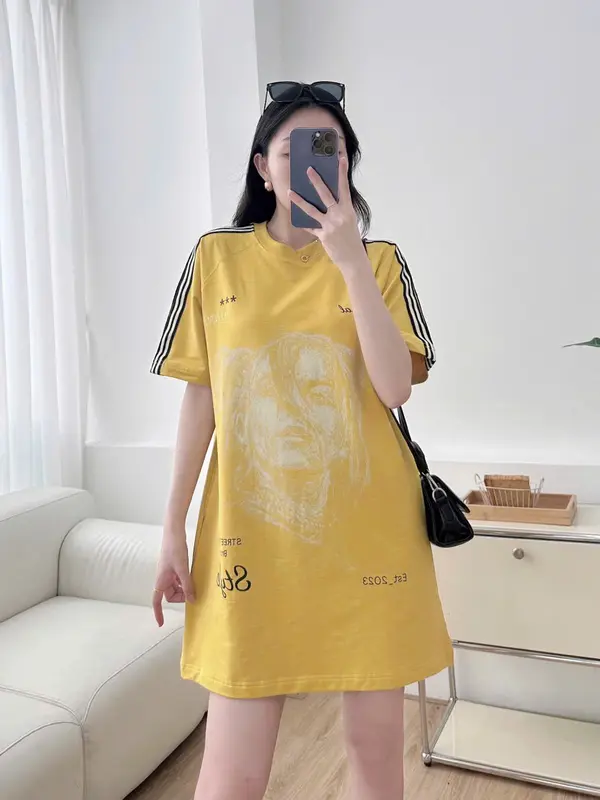 Váy Chữ A - In Hình Cô Gái HINMI, Chất Cotton Xược Xịn Co Giãn 4 Chiều Dress Đầm Women Màu Đen Màu Đen 1