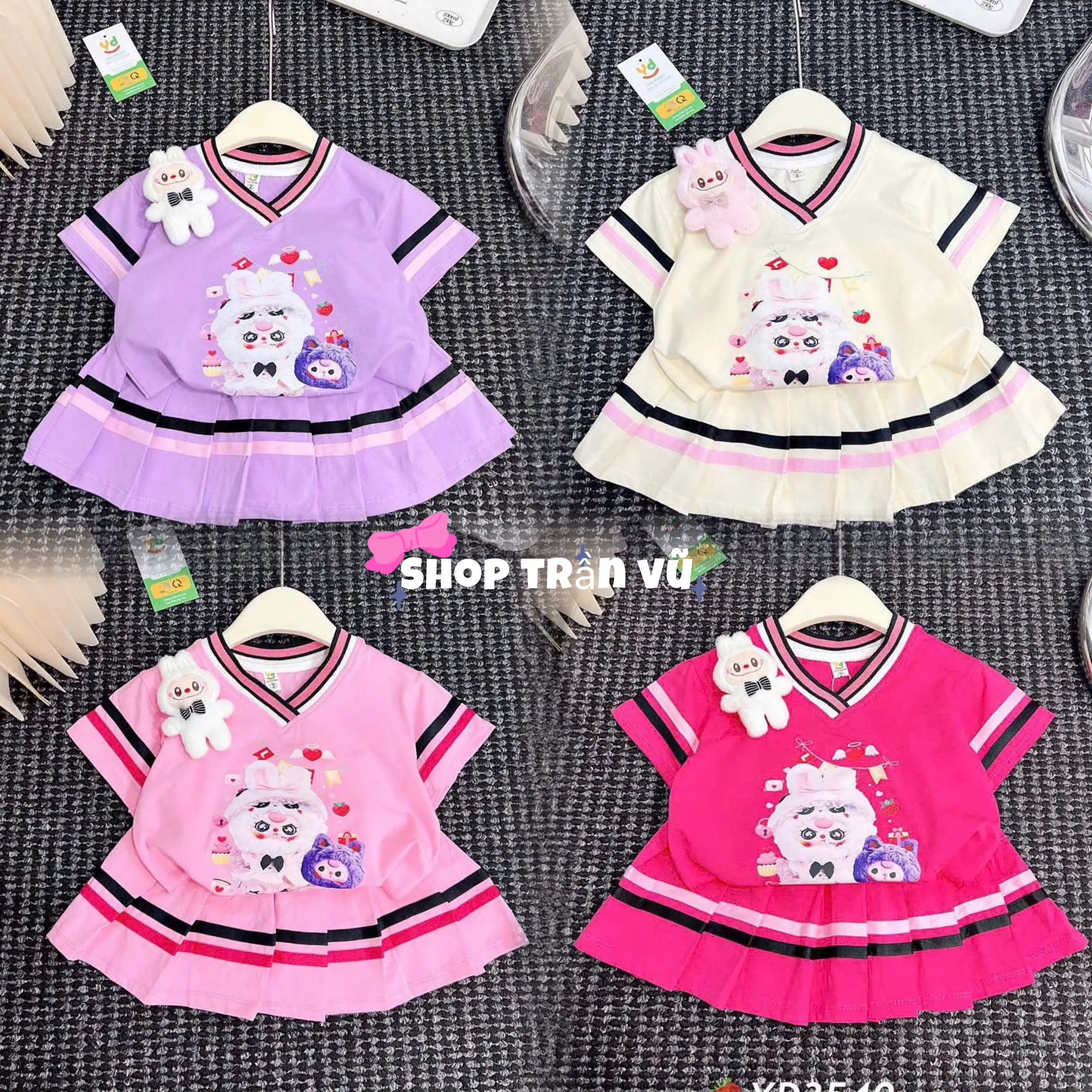 Váy Xếp Ly In Hình BABY THREE Có Lót (Không kèm Gấu) Dành Cho Bé Gái Size 9-44kg  Chất Liệu TIXI Mềm Mịn Thoáng Mát   (MS 222)