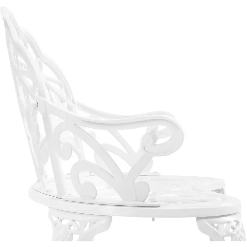 Garden Bench Outdoor Loveseat Metal Bench Outdoor Patio Furniture Seat with Rose Design, for Porch/Lawn/Yard, White 4