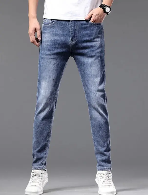 (JD 094) Quần Jean Nam Màu Xanh Sướt Nhẹ Basic Dễ Phối Đồ Chất Vải Jean Denim Cao Cấp Co Dãn 4 Chiều From Dáng Skinny & Slim Fit Pants Menswear Có Túi quanjeans  namsale 3