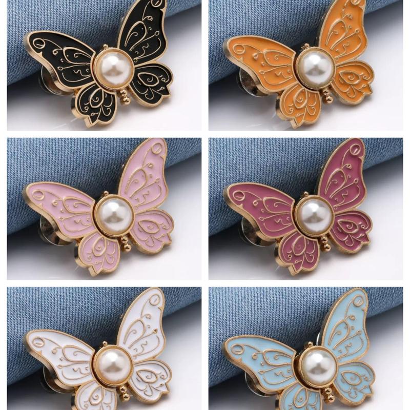 Butterfly Design Waist Buckle, 6 Counts/set Detachable Waist Button, Jeans Waistline Change Big Small Waist Artifact, Sewing Supplies 2